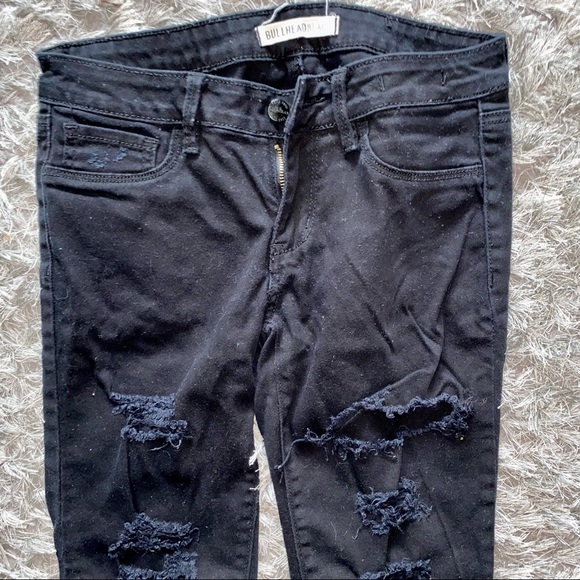 Black Ripped Straight Leg Jeans - Picture 3 of 5